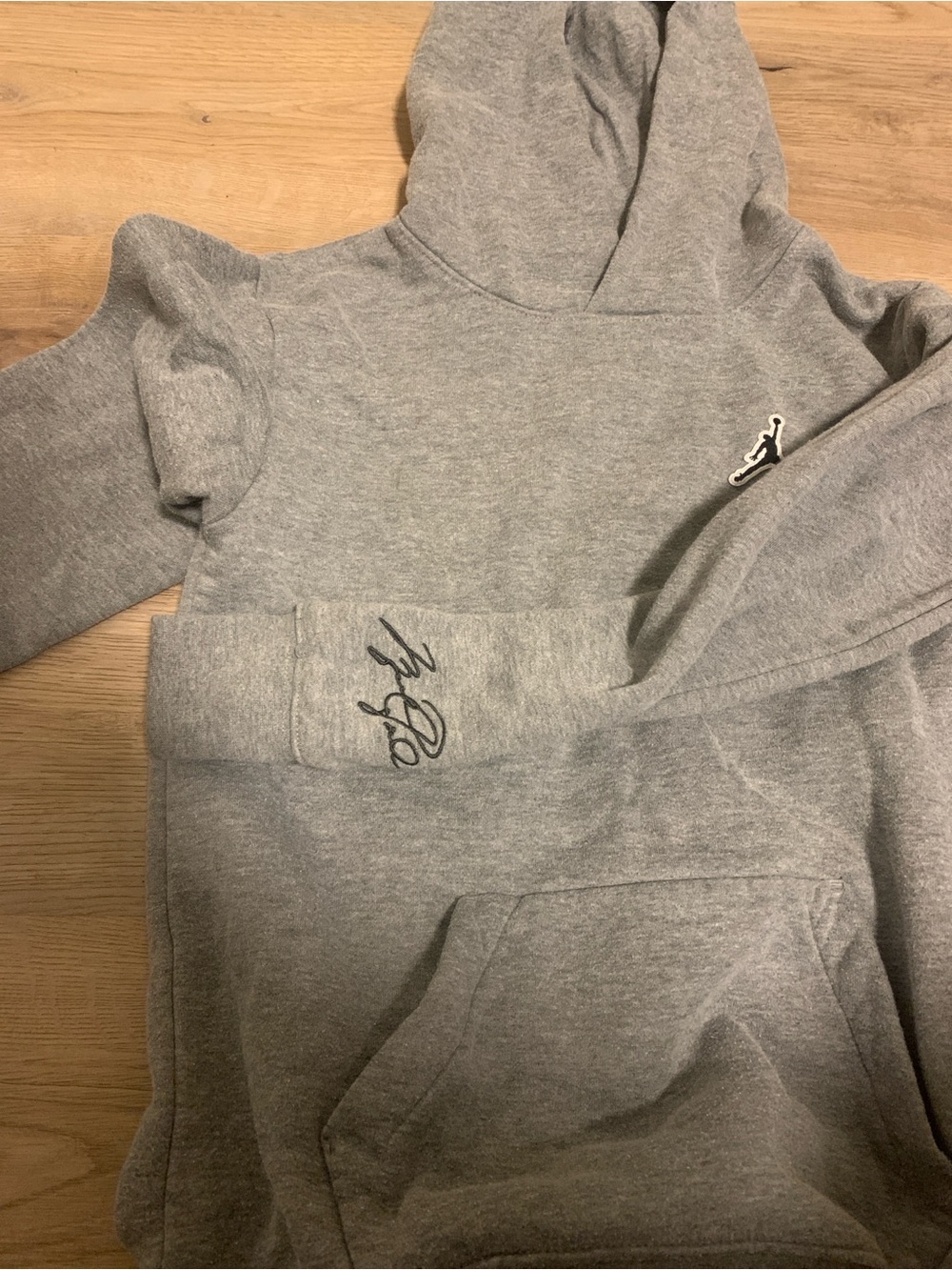 Jordan Gray Hoodie with Red Jumpman Neck Tag